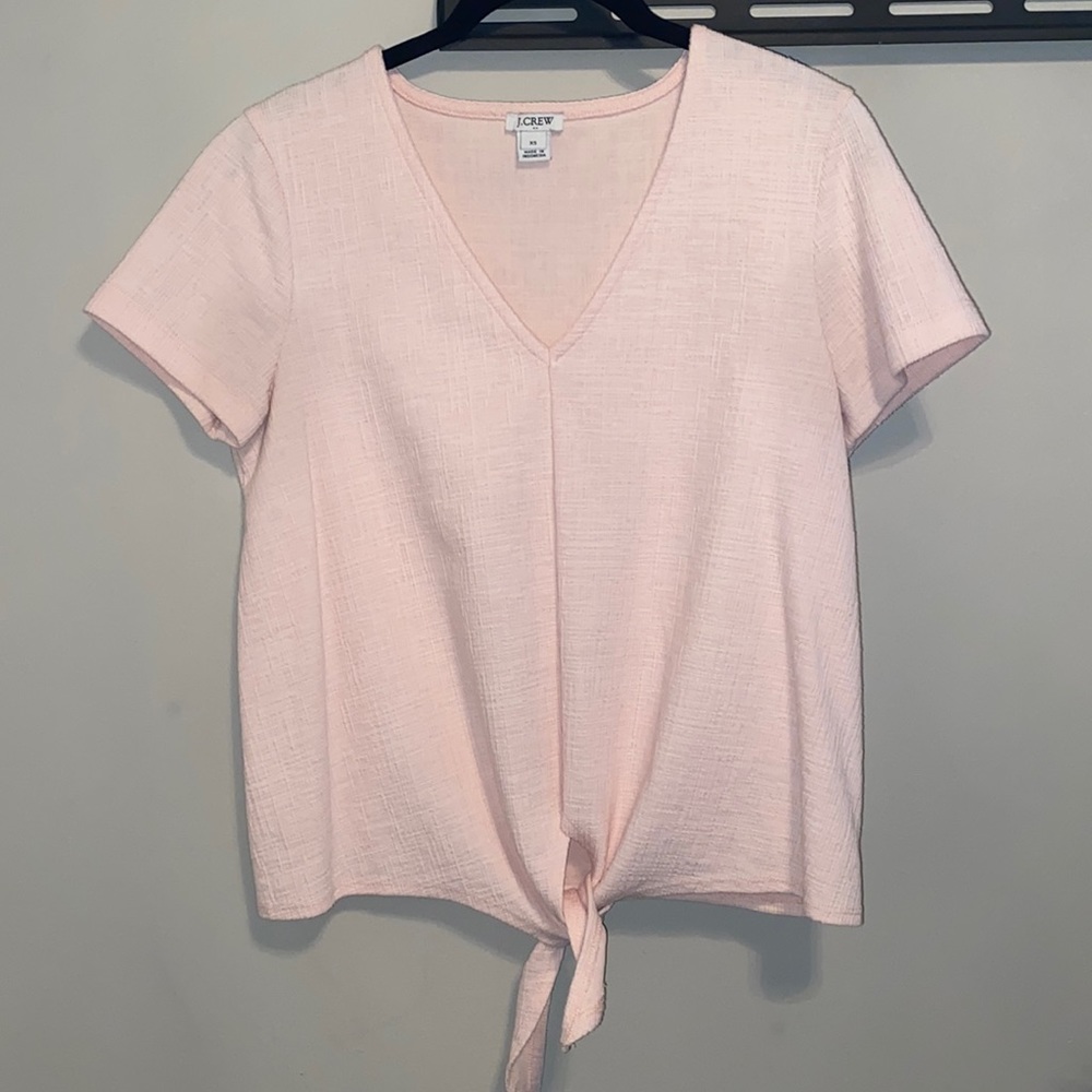 J. Crew Short Sleeve Blouse with Tie Detail